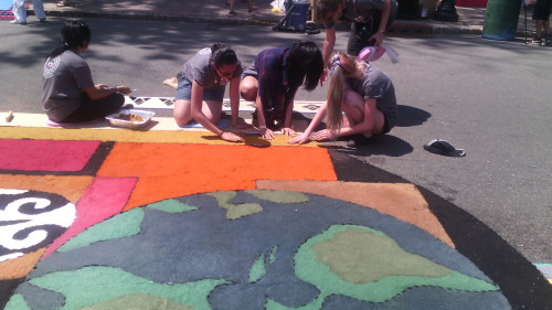 7. students working on street